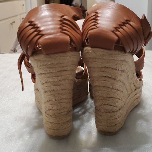 Ralph Lauren Brown leather wedge sandals - Picture 5 of 8